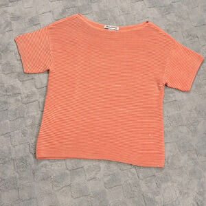 Tommy Bahama Boat Neck Peach Short Sleeve Sweater W/ Micro Iridescent Sequins XS